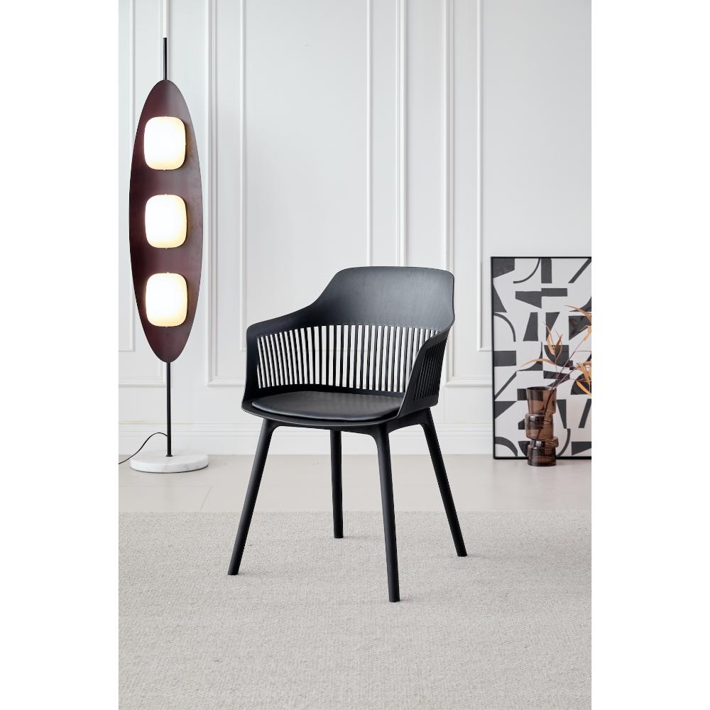 Silla Con Cojin Max, Color Negro, Con espaldar y cojín X2