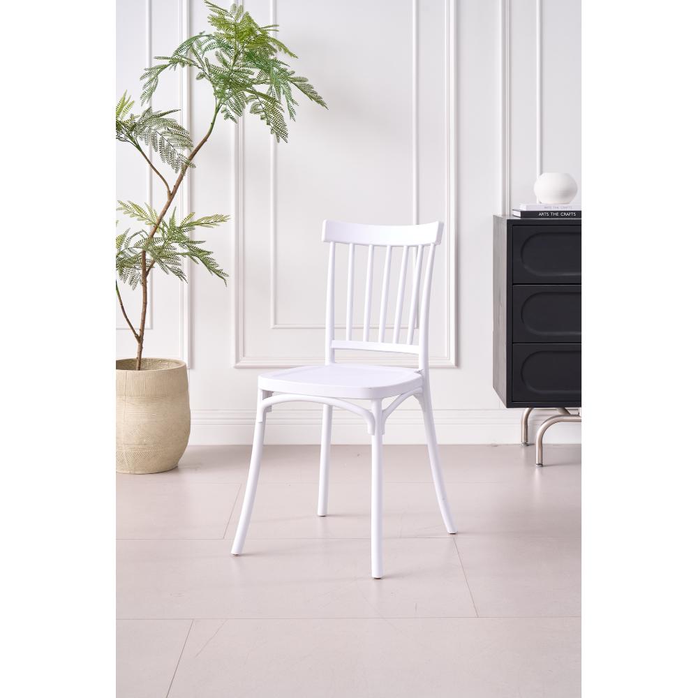 Silla Claus, Color Blanco, Con espaldar y diseño minimalista X2