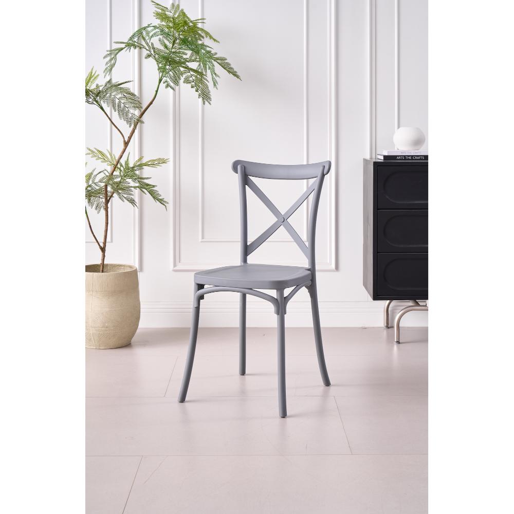 Silla Betany, Color Gris Oscuro, Con espaldar y diseño minimalista X4
