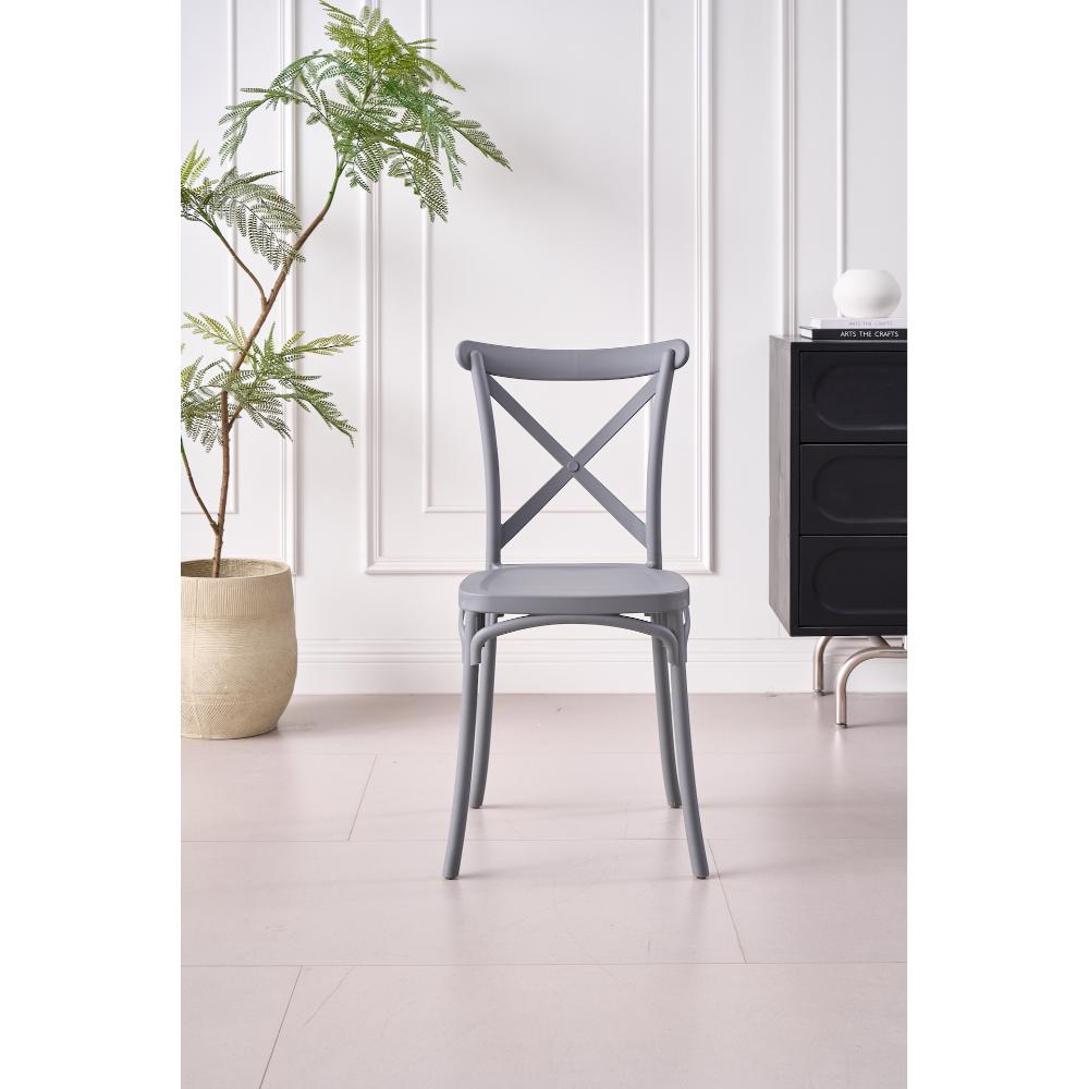 Silla Betany, Color Gris Oscuro, Con espaldar y diseño minimalista X4