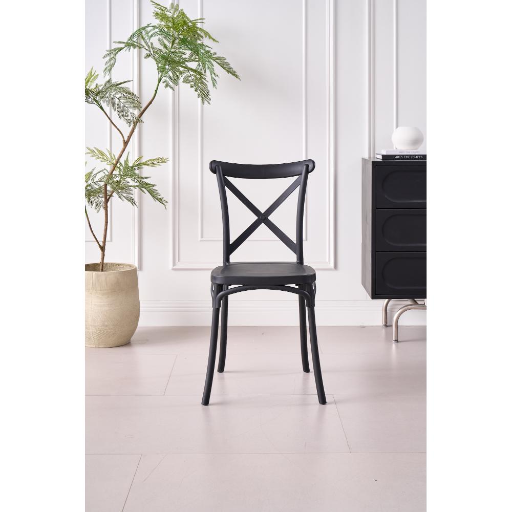 Silla Betany, Color Negro, Con espaldar y diseño minimalista