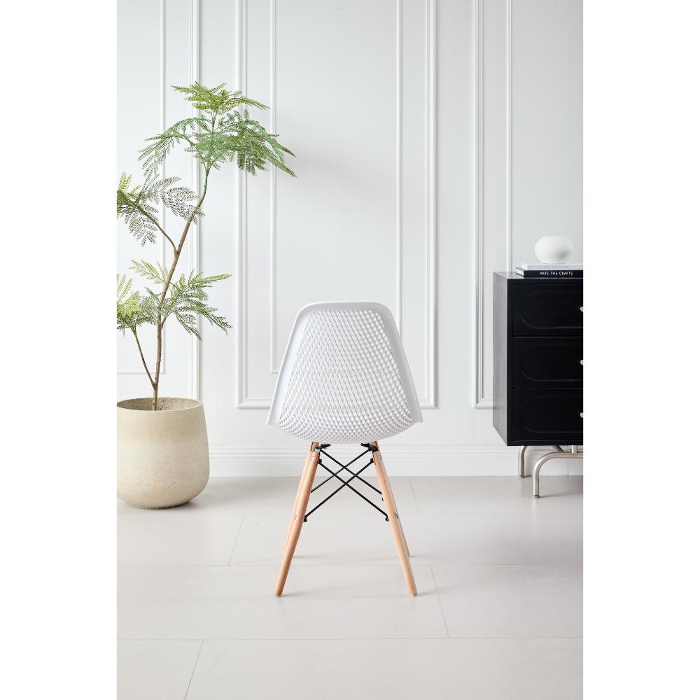 Silla Marcus, Color Blanco, Con espaldar y patas en Madera X2