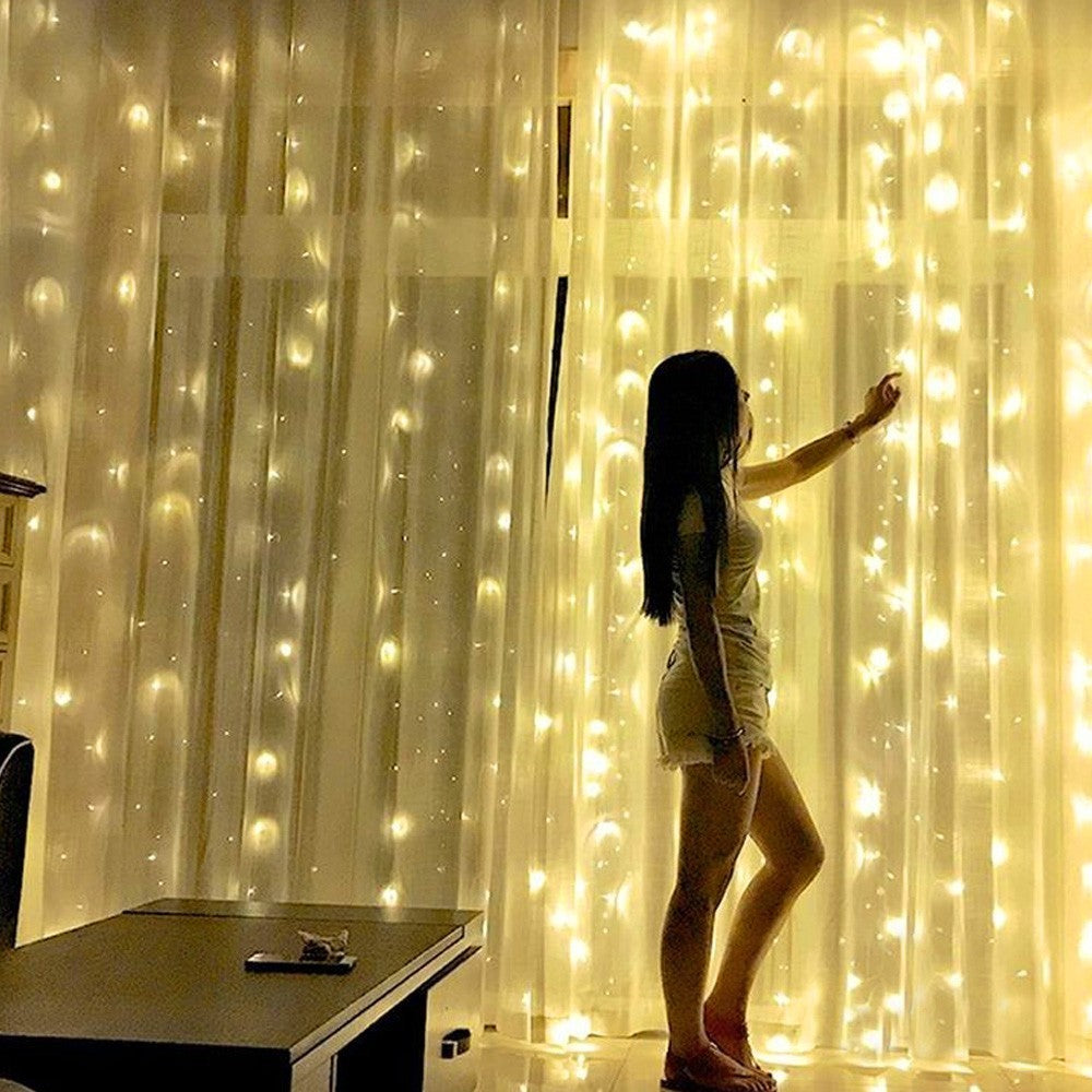 Cascada Luz Led Sube y Baja 6X2 Metros 600 Luces Cálido Navidad RF 2015