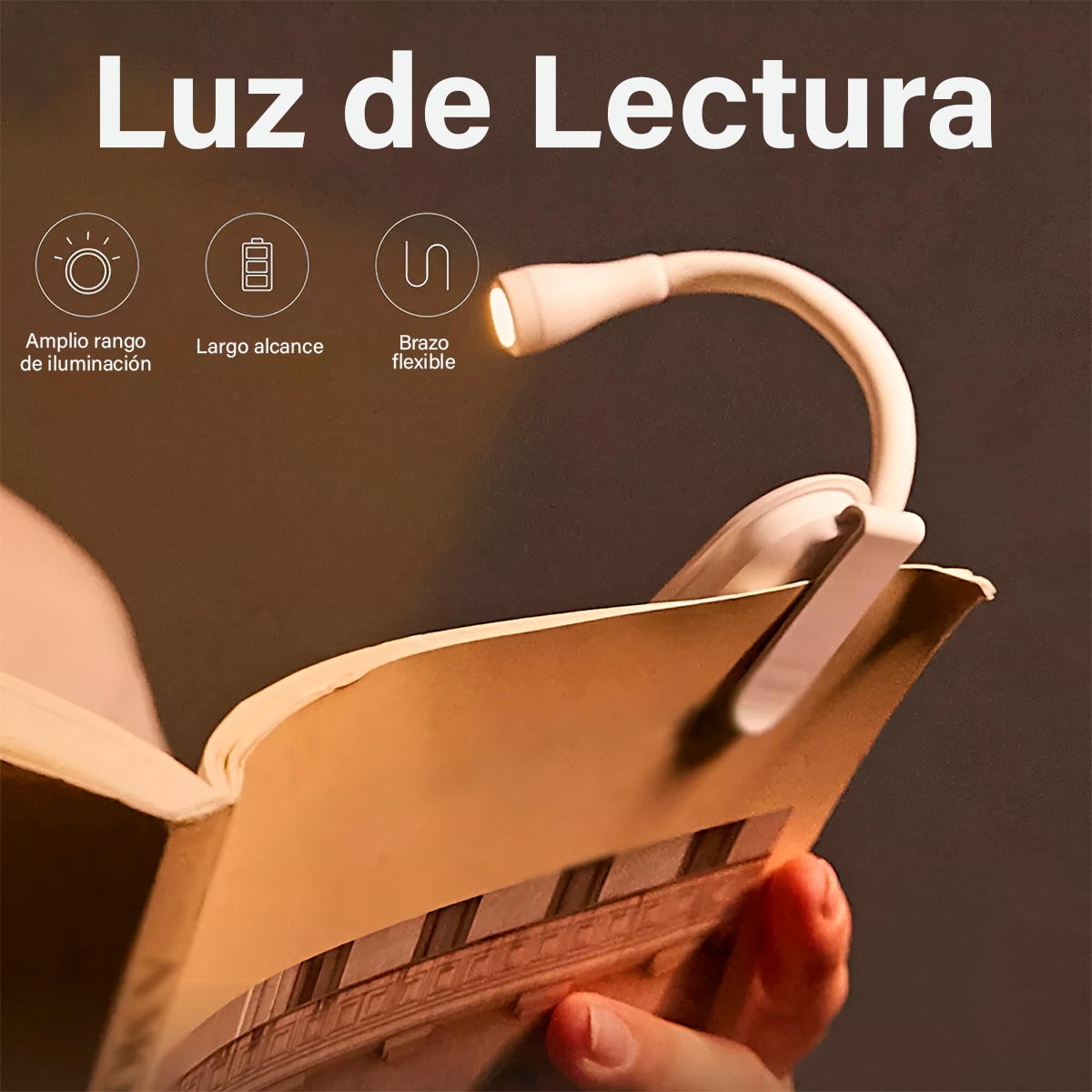 Lámpara Clip de Lectura Recargable 3 Modos de Luz C15