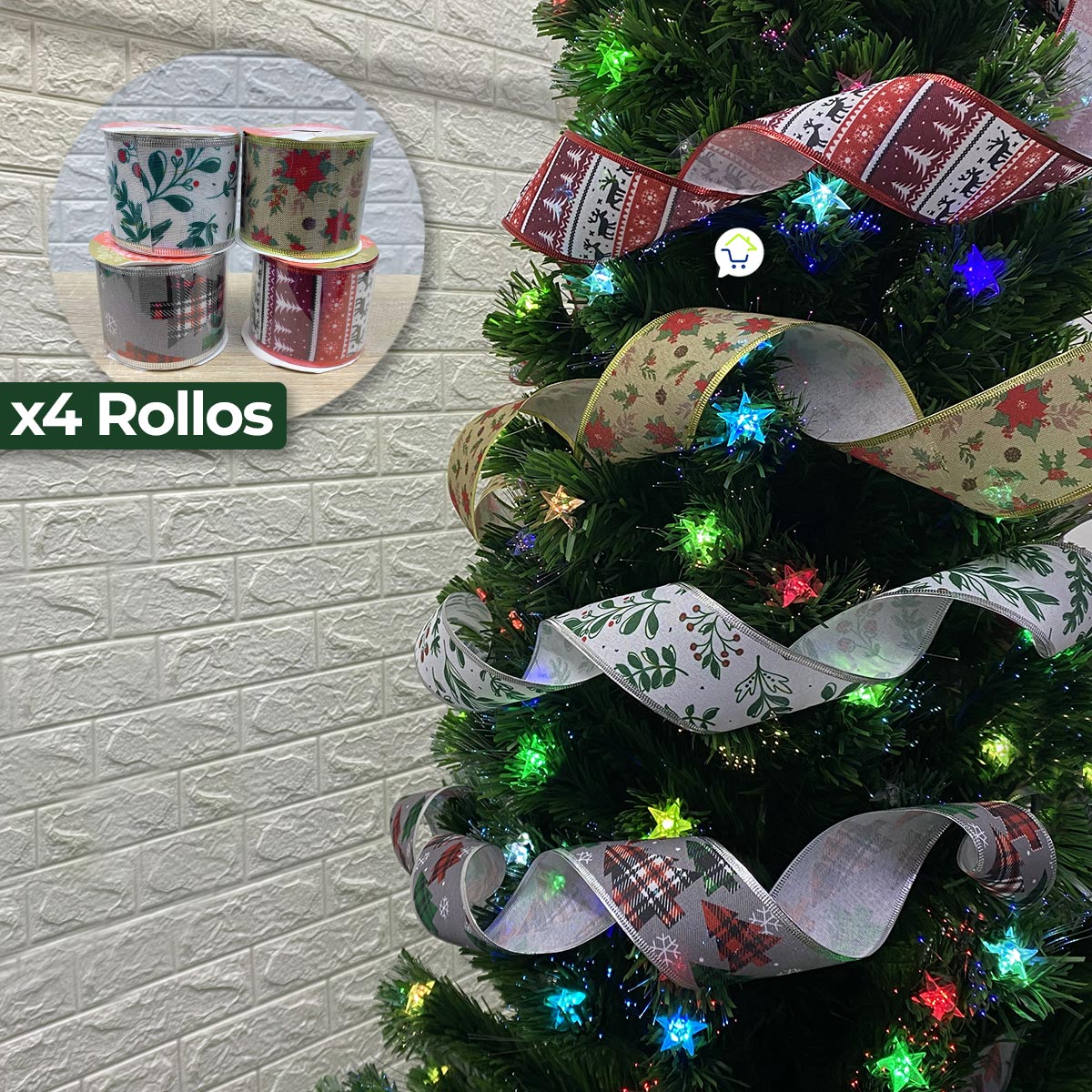 Cintas Decorativa Navideña Figuras x4 Rollos 9.15M CH23-2F