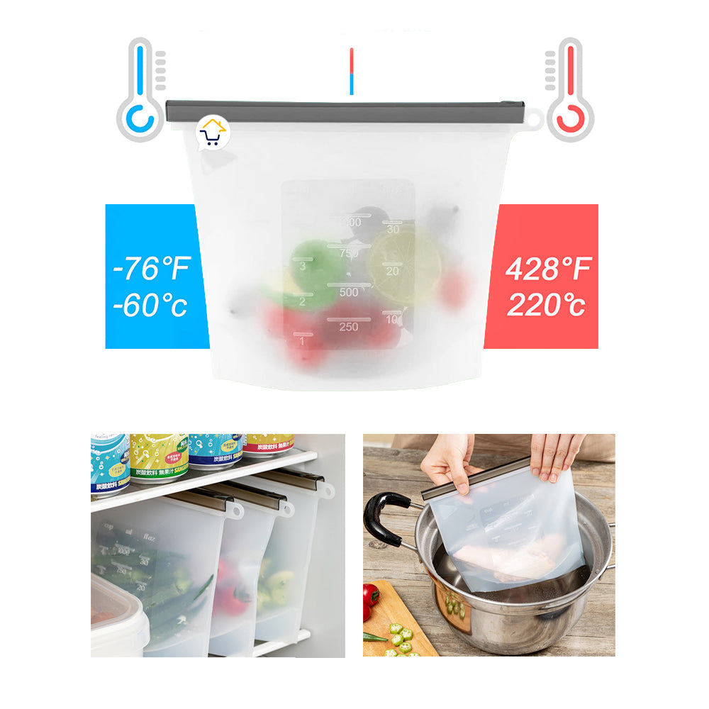 Bolsa Silicona Hermética Reutilizables Alimentos 1000ml HE0232