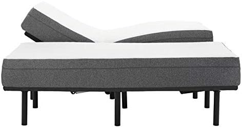 Colchón King dividido de tela moderna y metal de 8 pulgadas y cama P en blanco