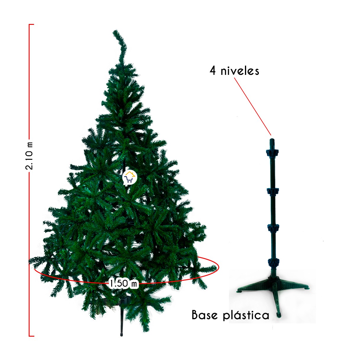 Árbol Navidad Bogotá 2.10 m Tradicional 520 Ramas BOG210