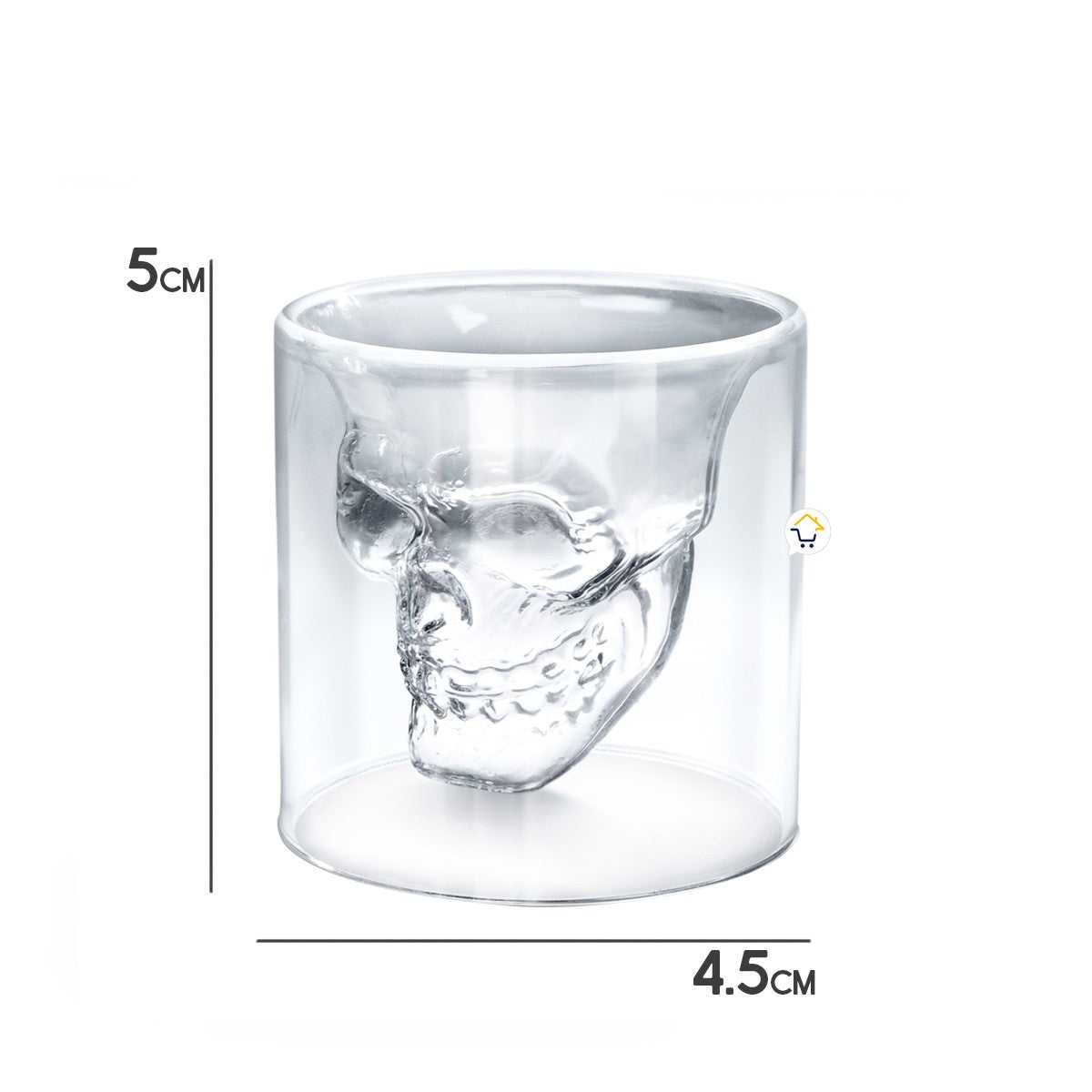 Copa Calavera Vidrio 3D 25Ml Copa Decoración Calaca Cerveza Whisky VC3D25M