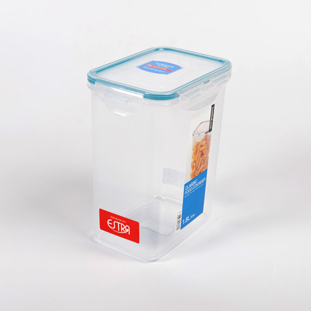 Recipiente Plastico Rectangular Alto Classic 1.8L transparente