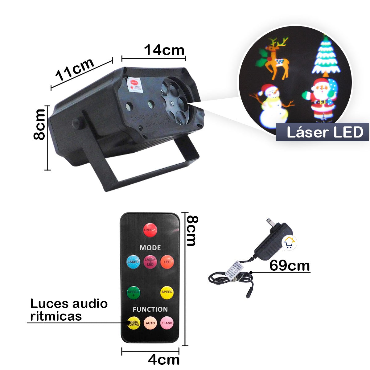Luz Láser LED Audioritmica Multi Punto Navidad Discotecas 1677