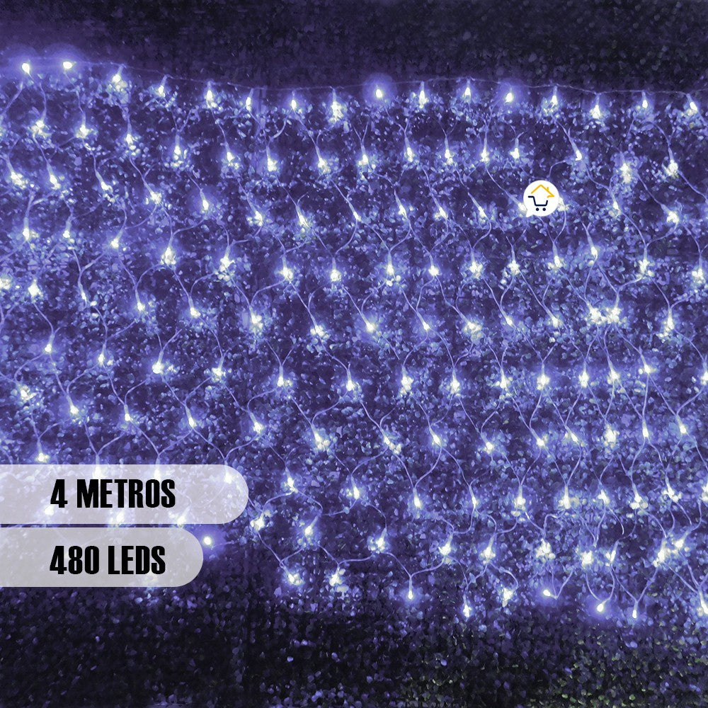 Luces Malla LED 480 Luces 4x1 M Luz Navidad Blanca Cable Transparente LEDN480LB