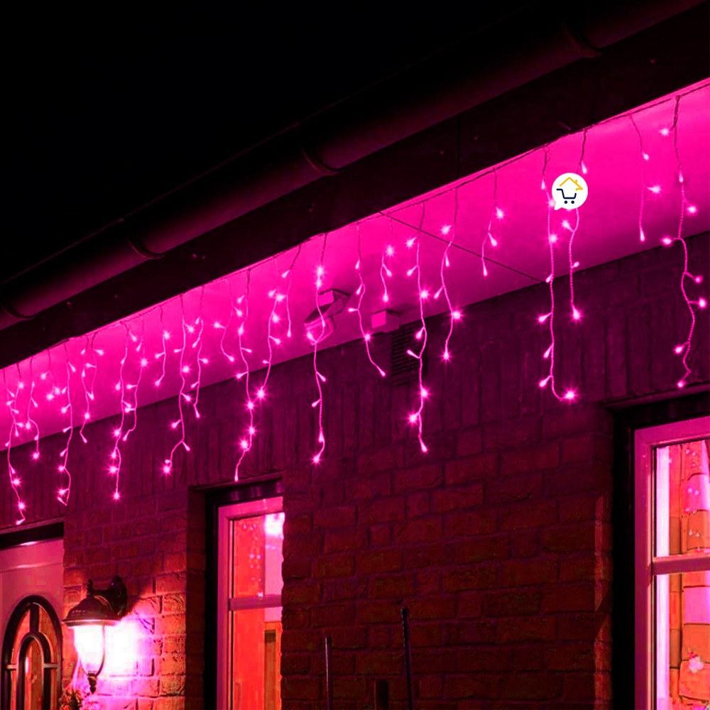 Cortina LED Intercalada 7 Metros 240 LED Decoración Navidad Fucsia