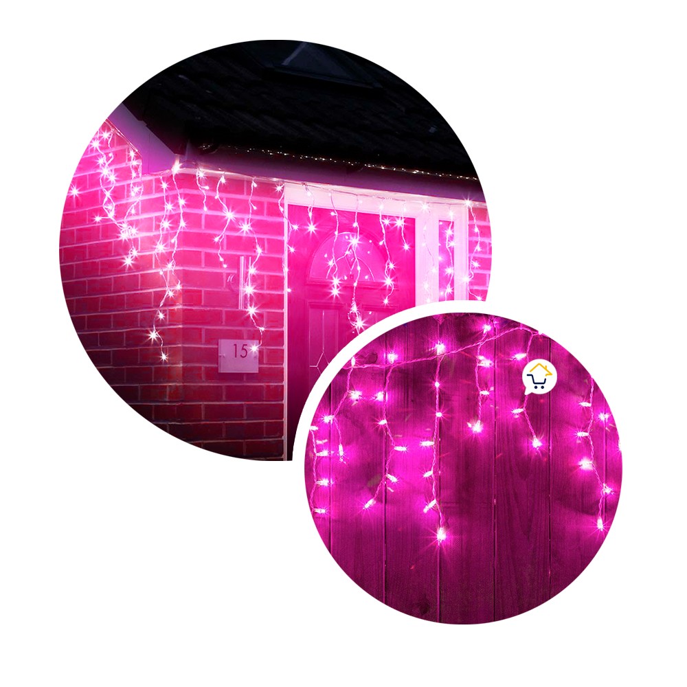 Cortina LED Intercalada 7 Metros 240 LED Decoración Navidad Fucsia