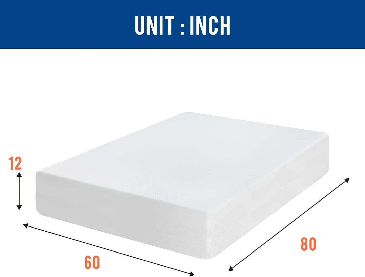 Colchón Queen de espuma viscoelástica de gel de 12 pulgadas en una caja,