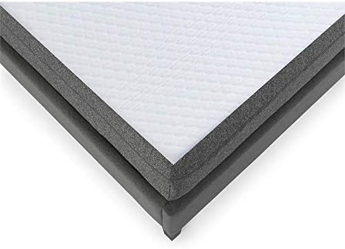 Colchón King dividido de tela moderna y metal de 8 pulgadas y cama P en blanco