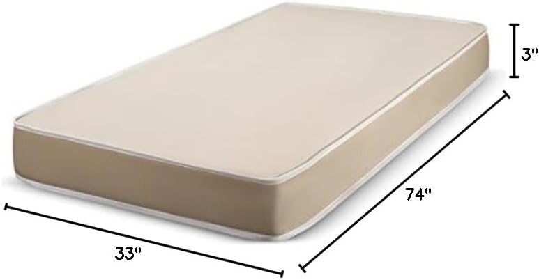 Colchón de tela con espuma de 3 pulgadas para caravana, cuna, plegable, cama de