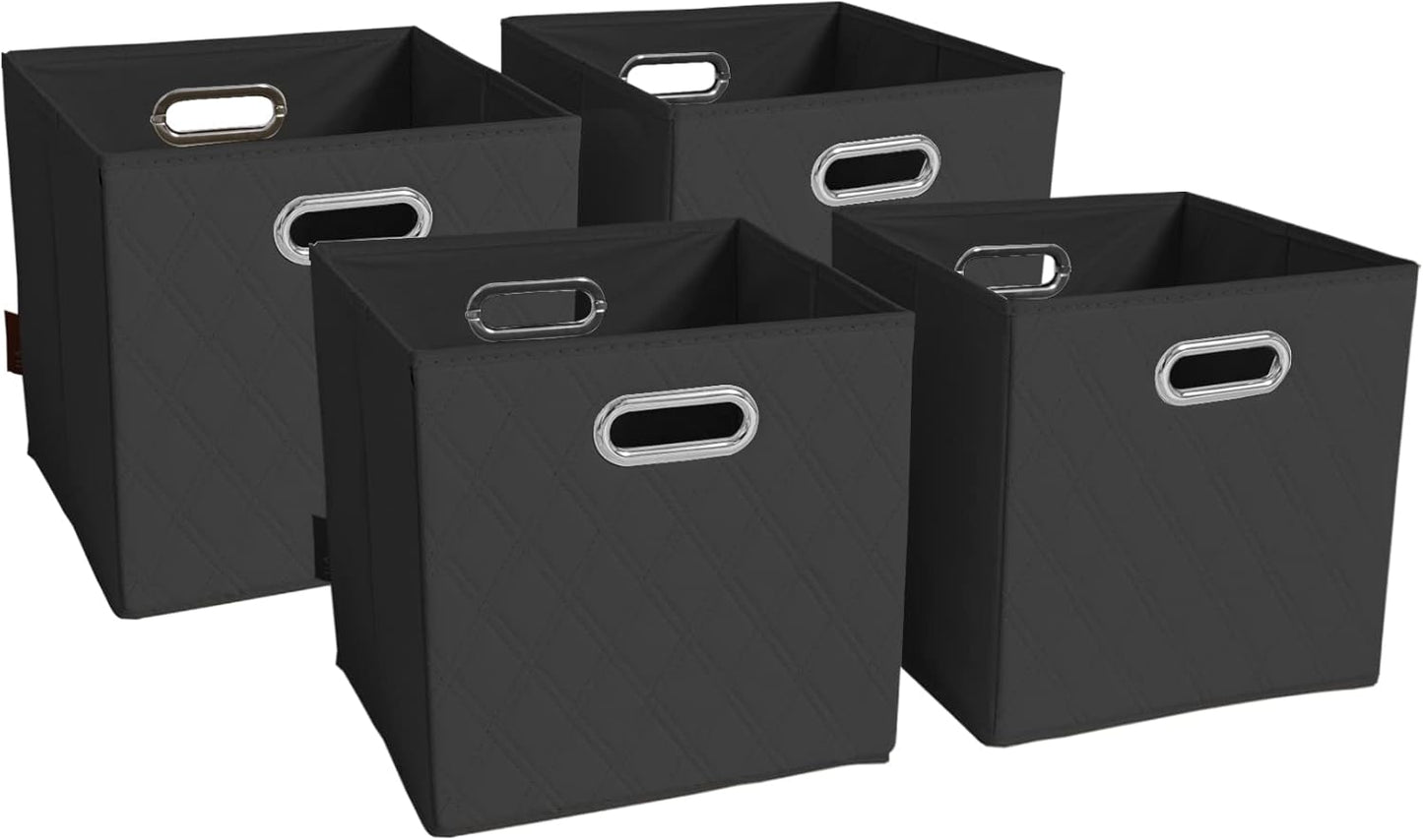 Juego de cuatro cubos de almacenamiento de piel sintética con patrón de