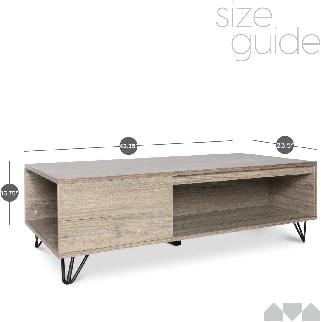 Mesa de centro moderna de granja con almacenamiento gris