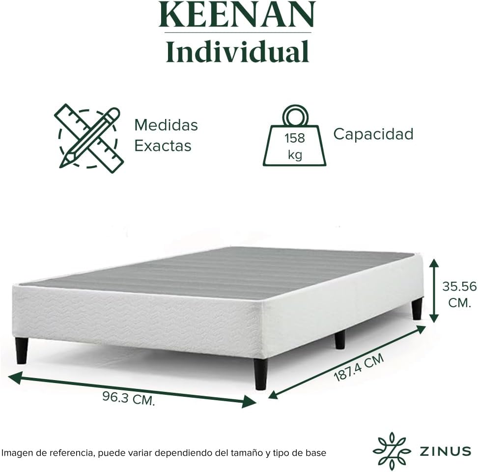 Zinus Base de colchón con resorte para cama individual, Acero