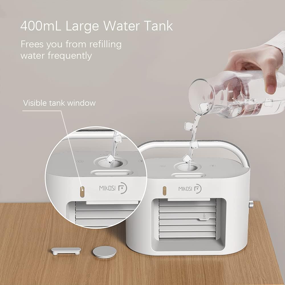 Ventilador de aire acondicionado portátil 3 en 1, pequeño humidificador de aire