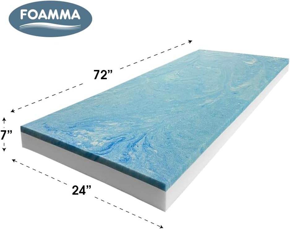 Reemplazo de colchón de espuma viscoelástica de gel Visco de 7 x 24 x 72