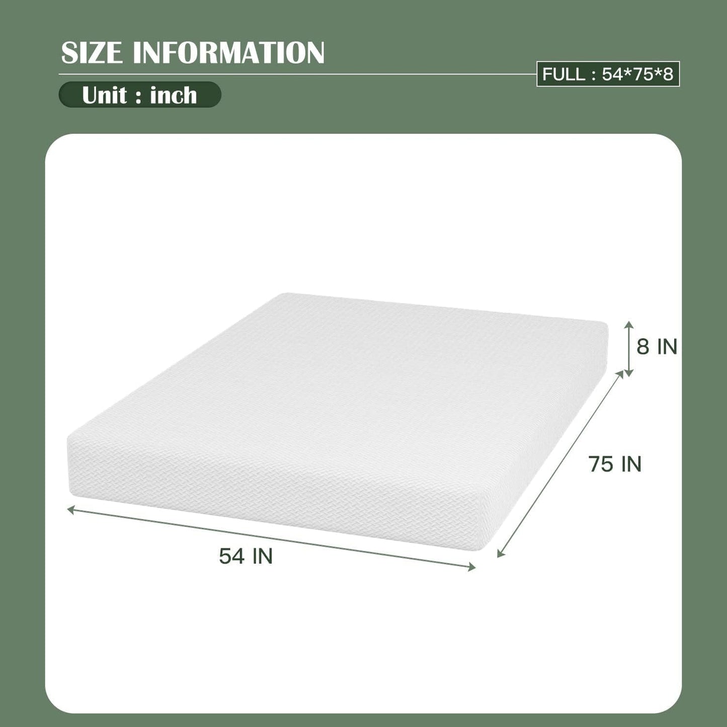 Colchón de espuma viscoelástica de gel de 8 pulgadas, certificado CertiPUR-US,