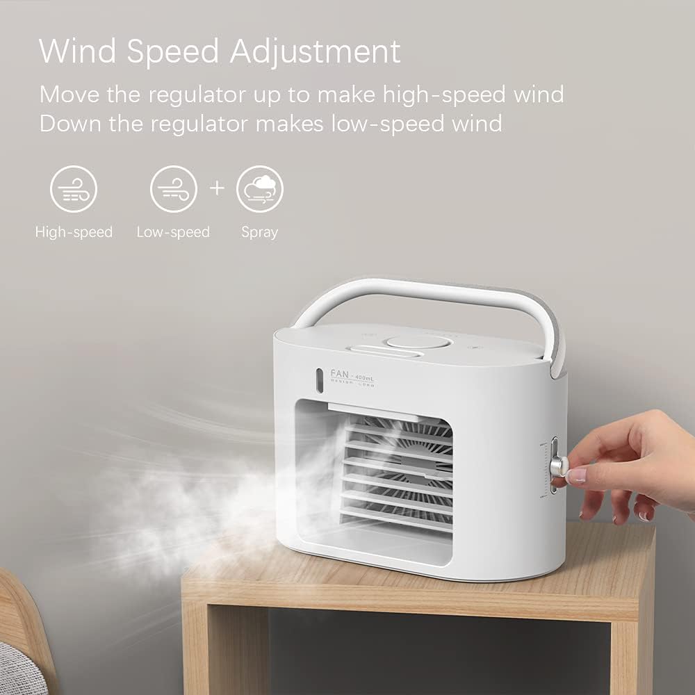 Ventilador de aire acondicionado portátil 3 en 1, pequeño humidificador de aire
