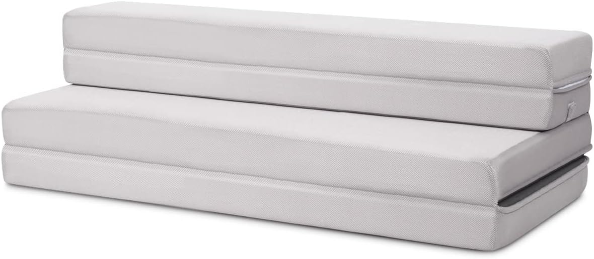 Colchón triple plegable de 4 pulgadas, tamaño Queen, colchón de espuma con