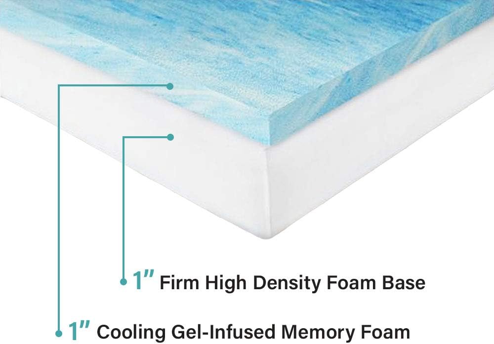 Foamma Cubrecolchón de espuma viscoelástica de gel de viaje de 2 x 42 x 80