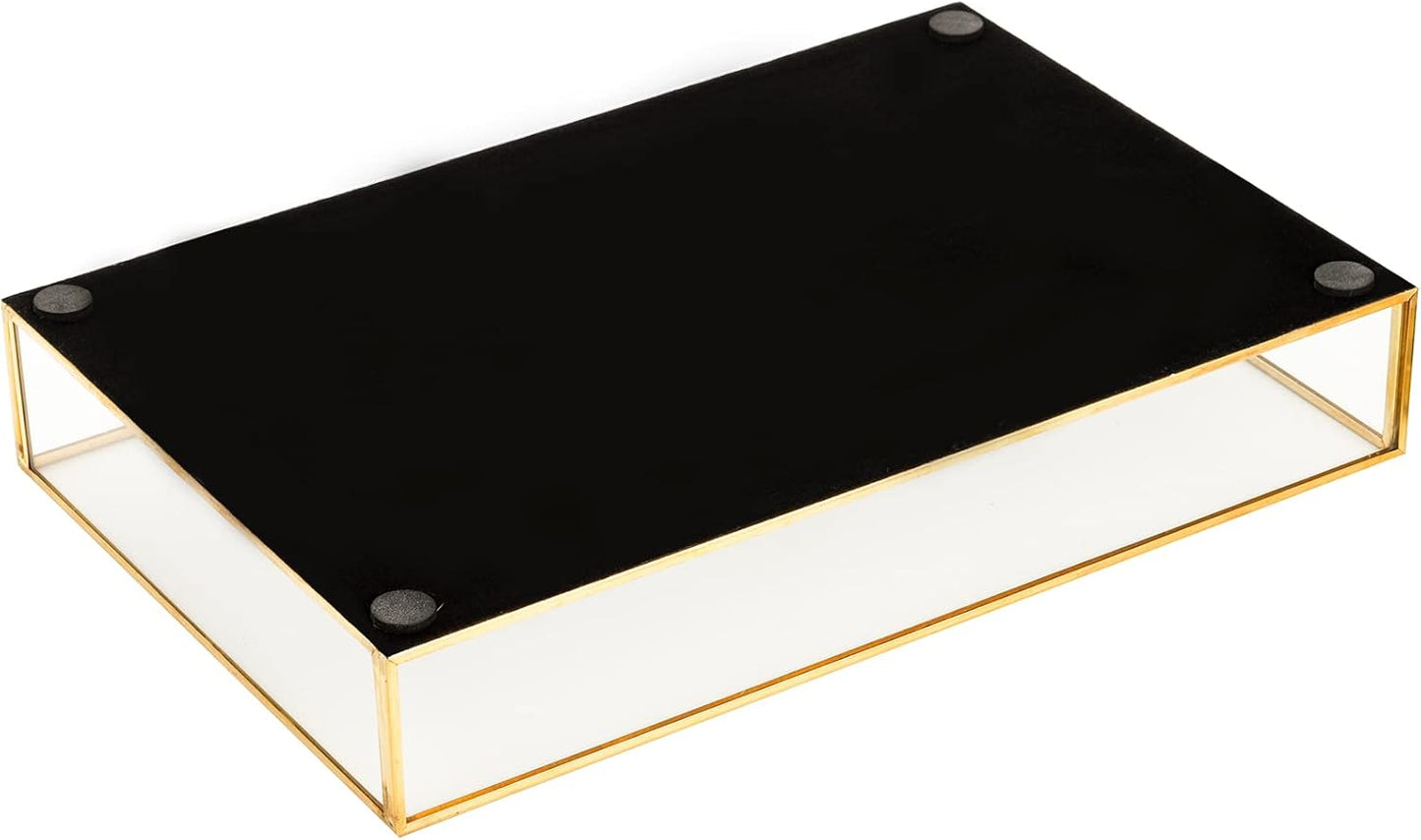 Paquete de 2 bandejas de perfume, bandeja de tocador dorada, bandeja decorativa