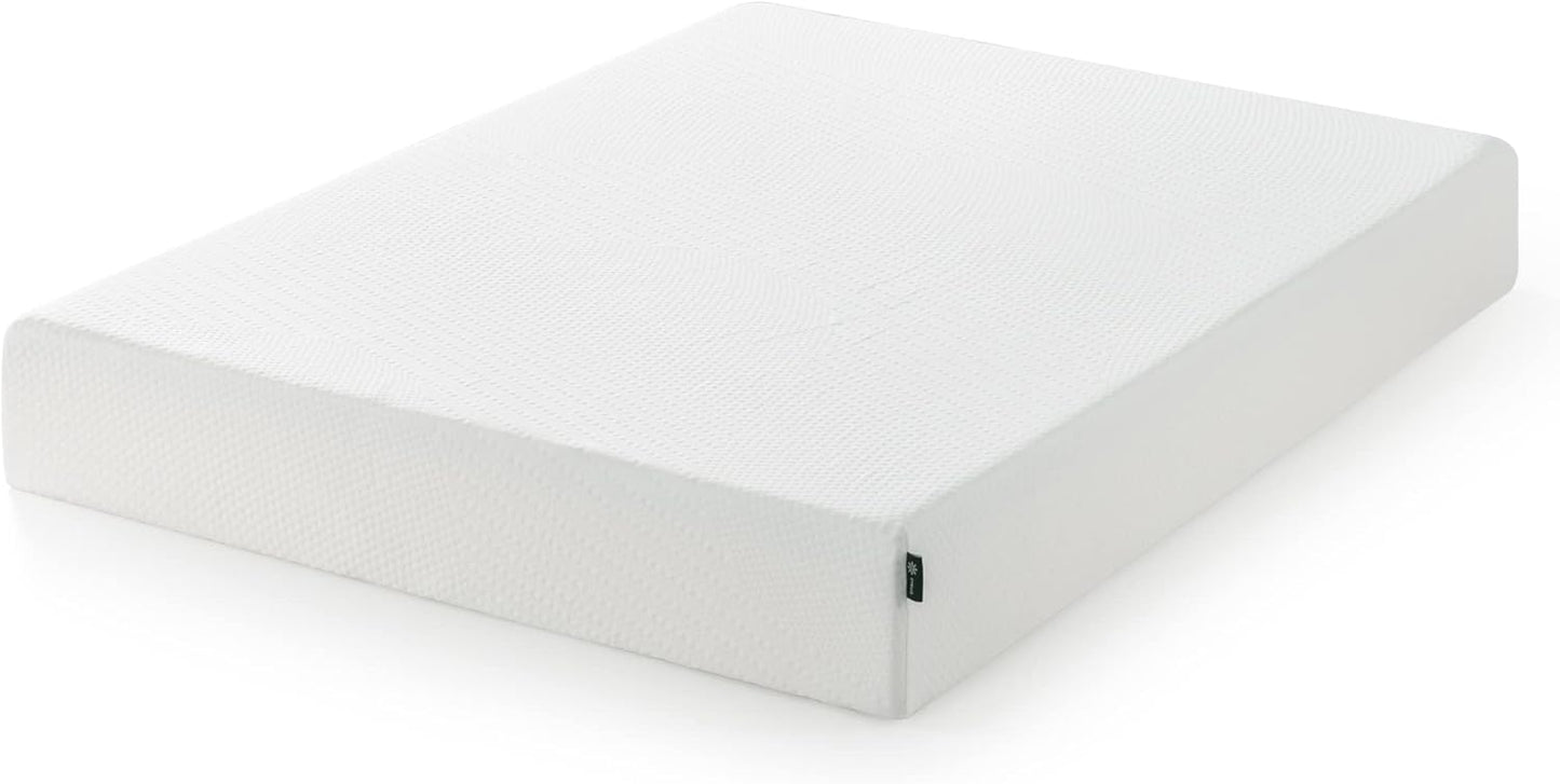 Colchón de espuma viscoelástica esencial de té verde de 10 pulgadas, cama en