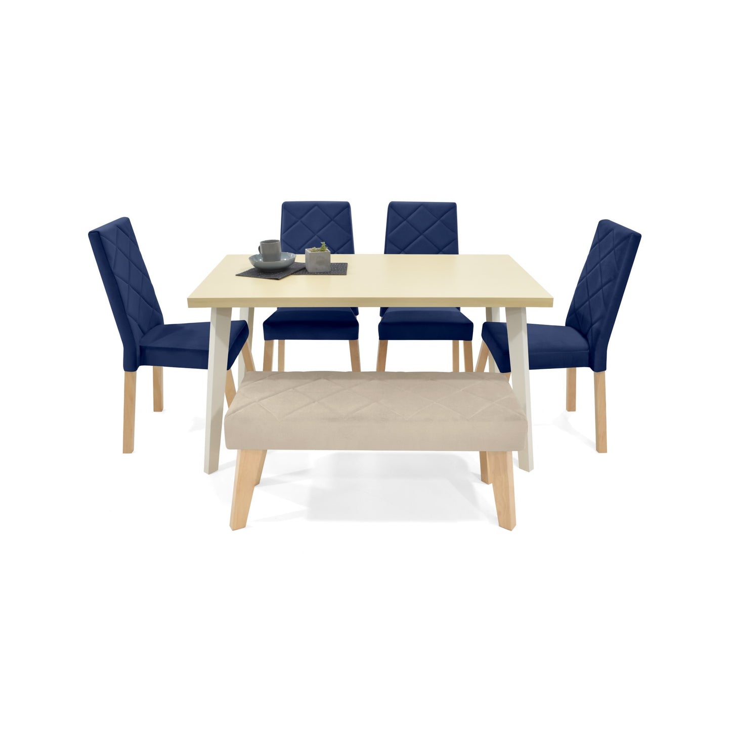 Comedor 6P Liverpool con Butaco Tela Azul Taupe