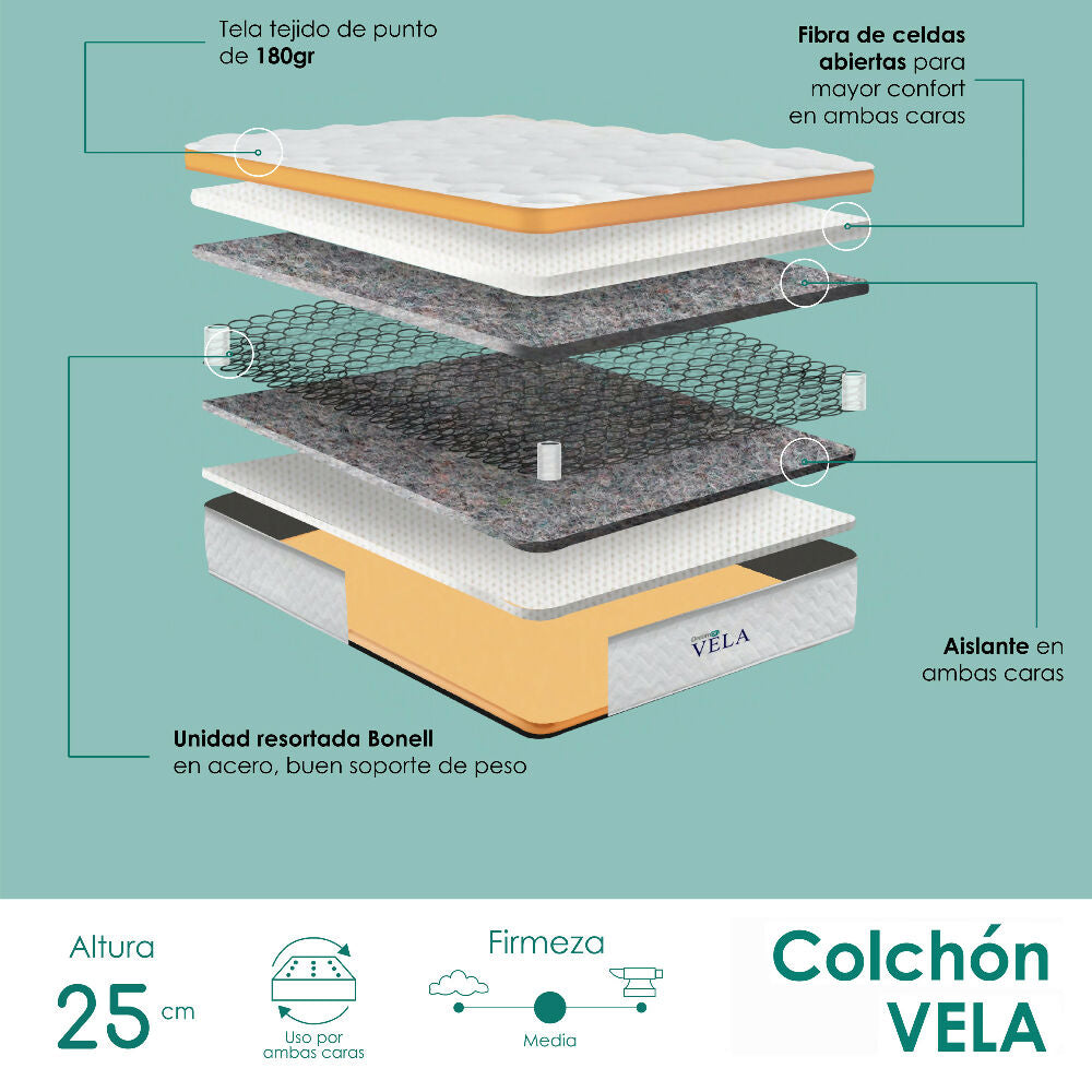 Colchón Con Base Dreamon Vela Queen Intermedio