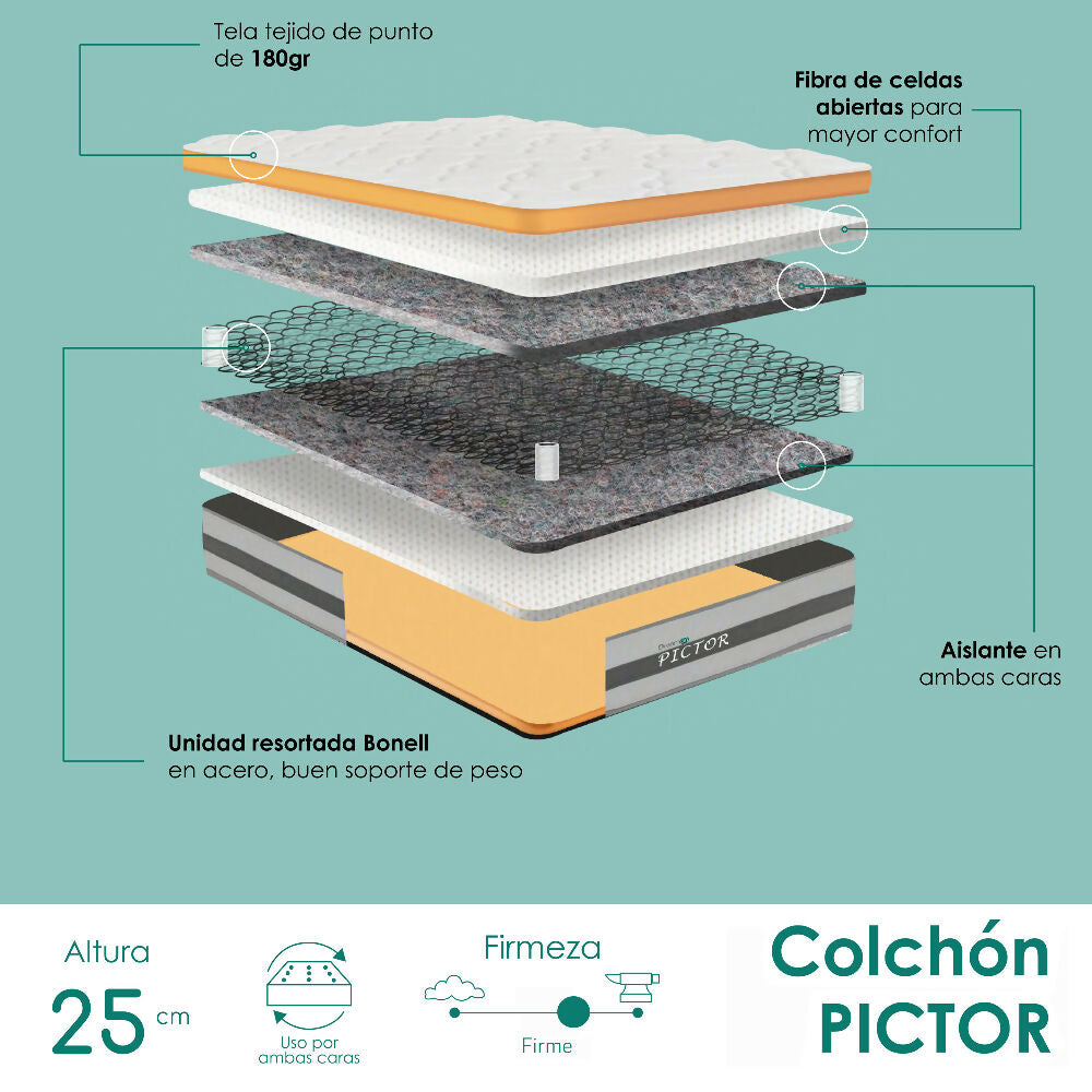Colchón Con Base Dreamon Pictor Sencillo Firme
