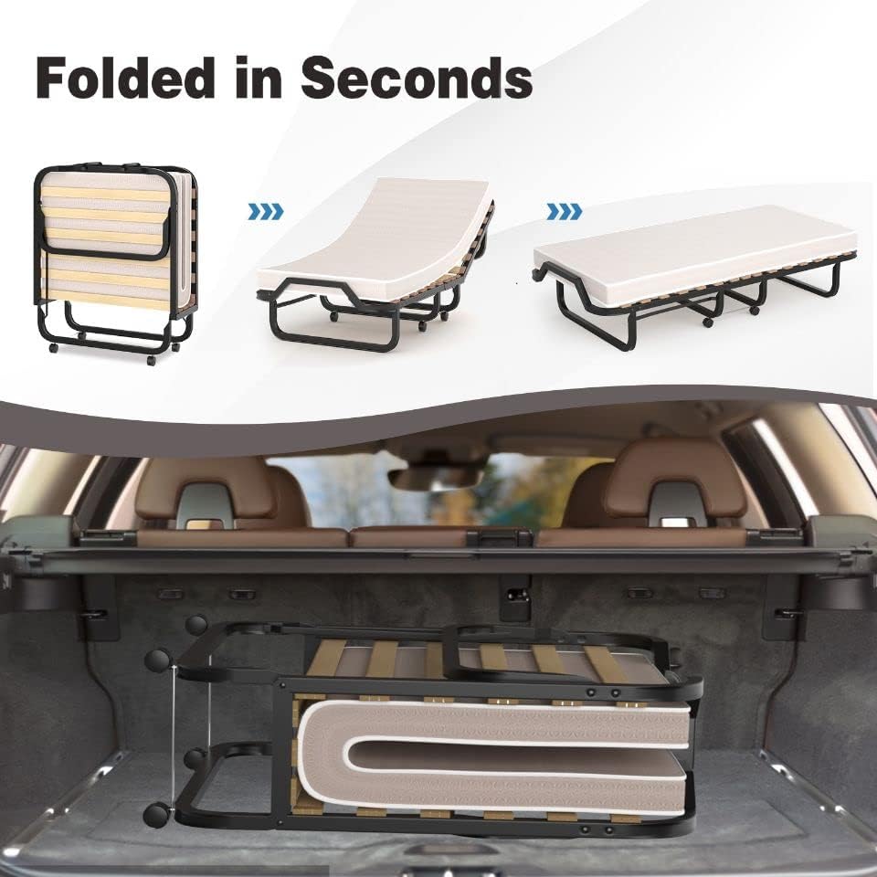 GORELAX Cama individual plegable, cama portátil tamaño cuna con colchón de
