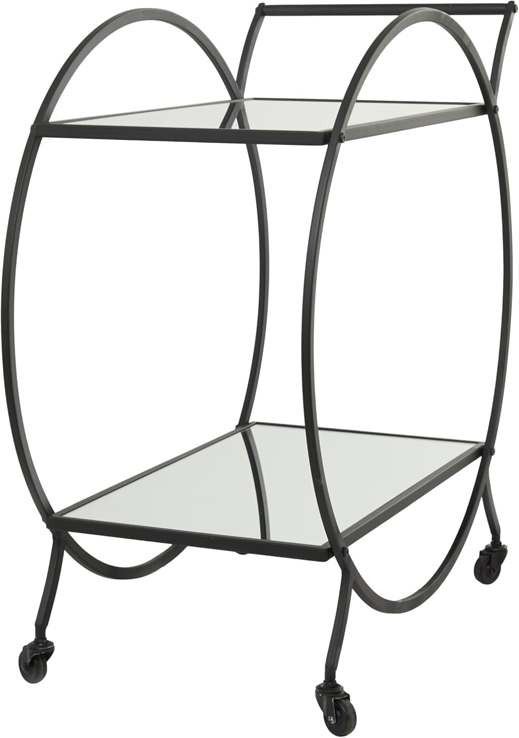 Carrito de barra redonda de metal con ruedas y asa, 14 "x 28" x 30 ", negro