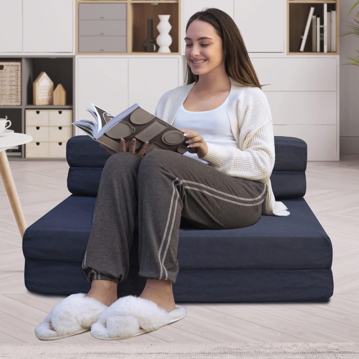Colchón plegable de espuma de tres pliegues y sofá cama para invitados, tamaño