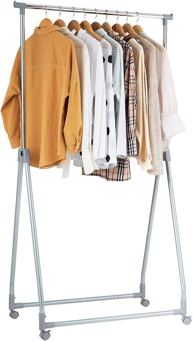 Perchero extensible para ropa, resistente y plegable, con barra para colgar