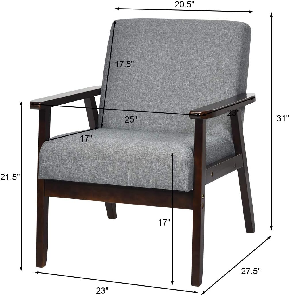 Juego de 2 sillas decorativas modernas de mediados de siglo, sillón de tela