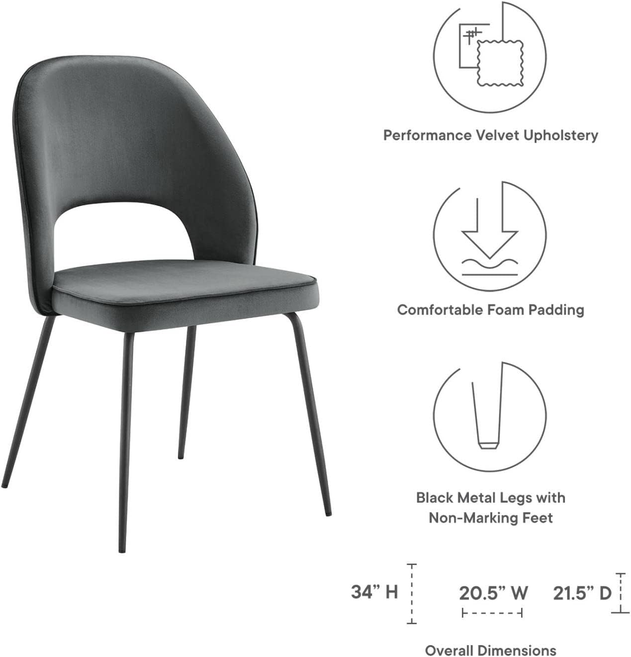 Modway Silla de comedor Nico Performance, color negro y gris