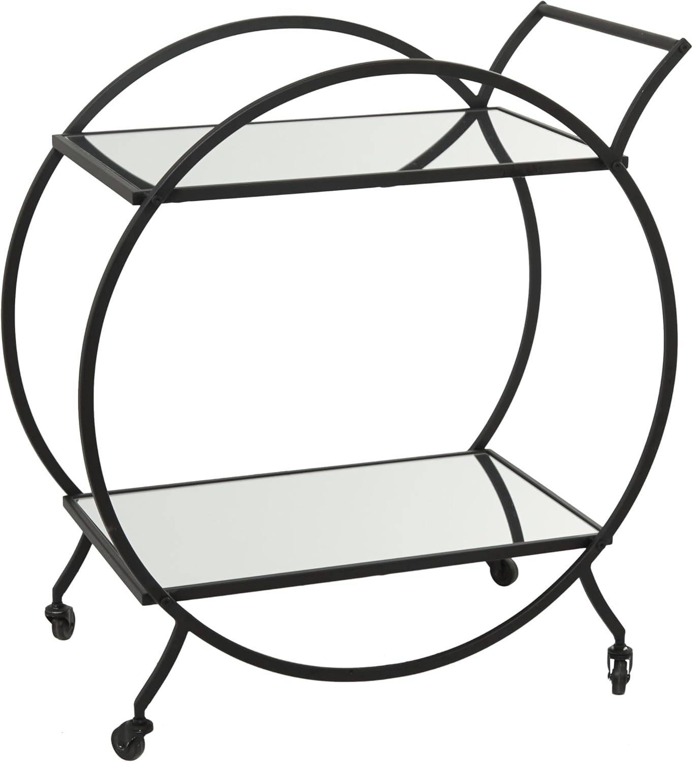 Carrito de barra redonda de metal con ruedas y asa, 14 "x 28" x 30 ", negro