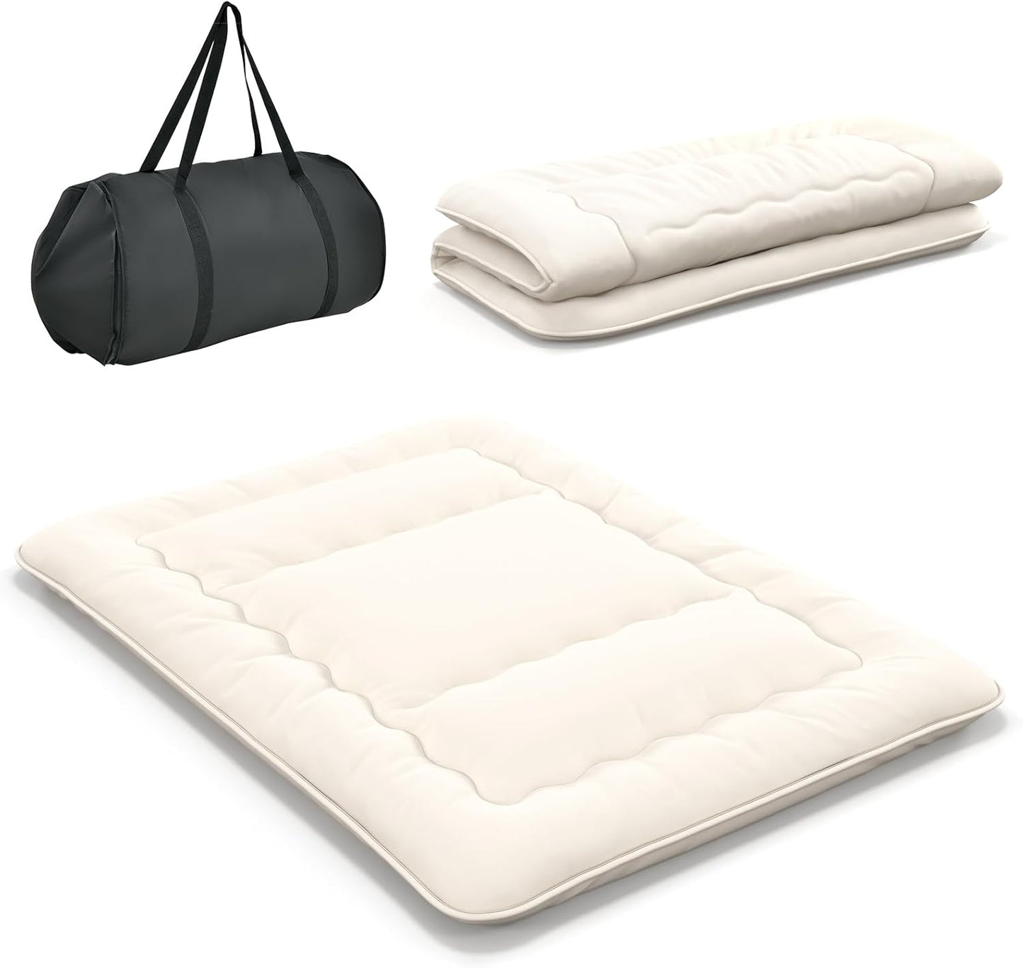 Colchón japonés de futón, colchón enrollable de tatami con funda lavable y