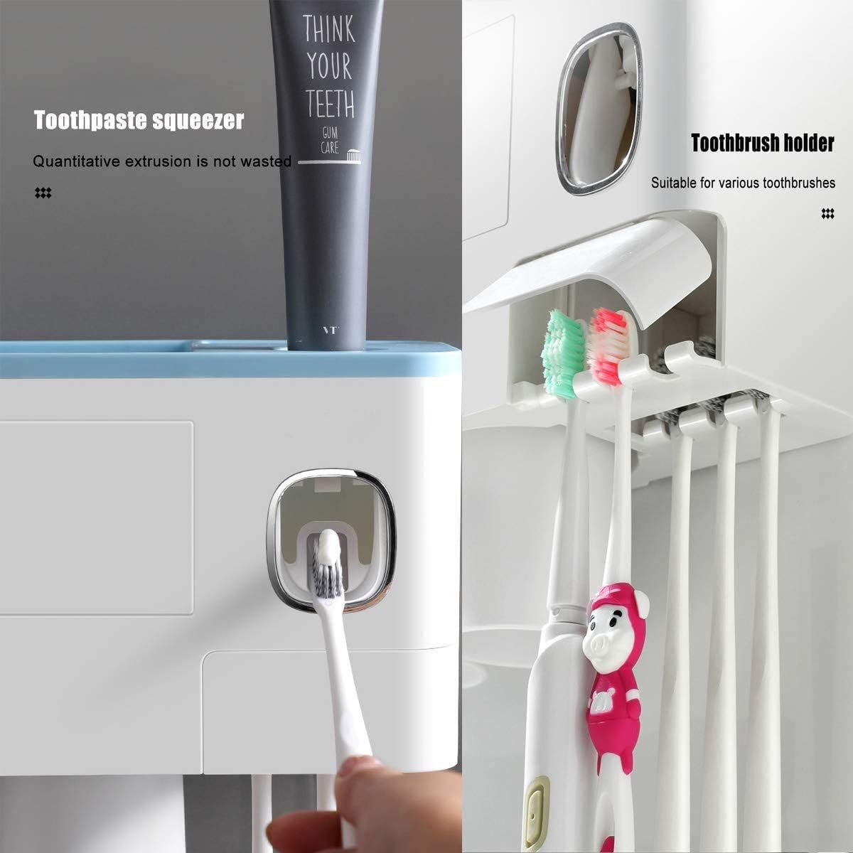 Juego de soportes para cepillos de dientes, dispensador automático de pasta de