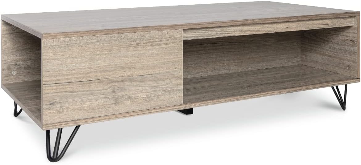 Mesa de centro moderna de granja con almacenamiento gris