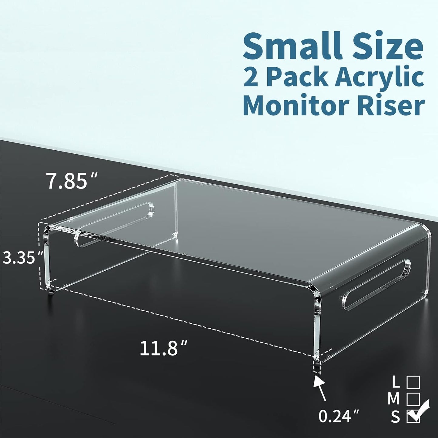 Paquete de 2 soportes para monitor, soporte acrílico para computadora, laptop,
