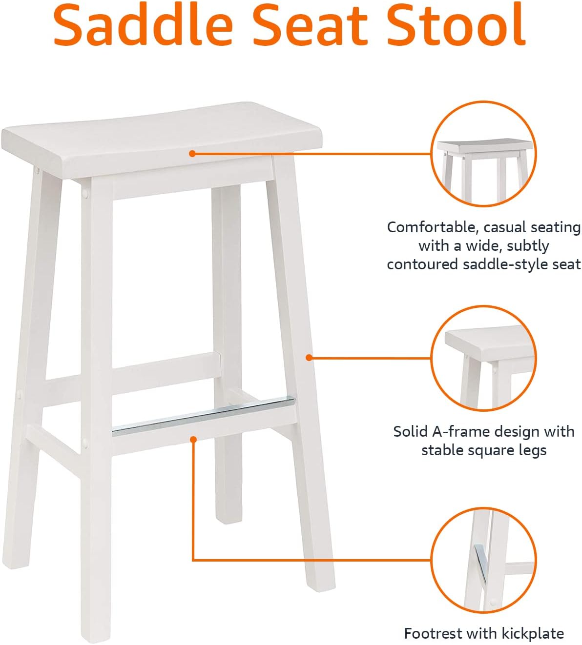 Tienda Basics Taburete de madera maciza para encimera de cocina, 29 pulgadas de