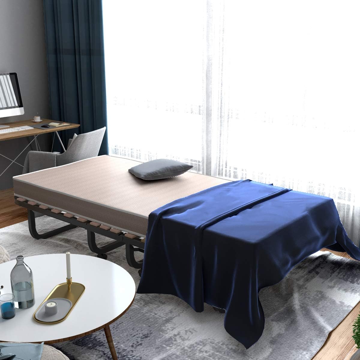 GORELAX Cama individual plegable, cama portátil tamaño cuna con colchón de