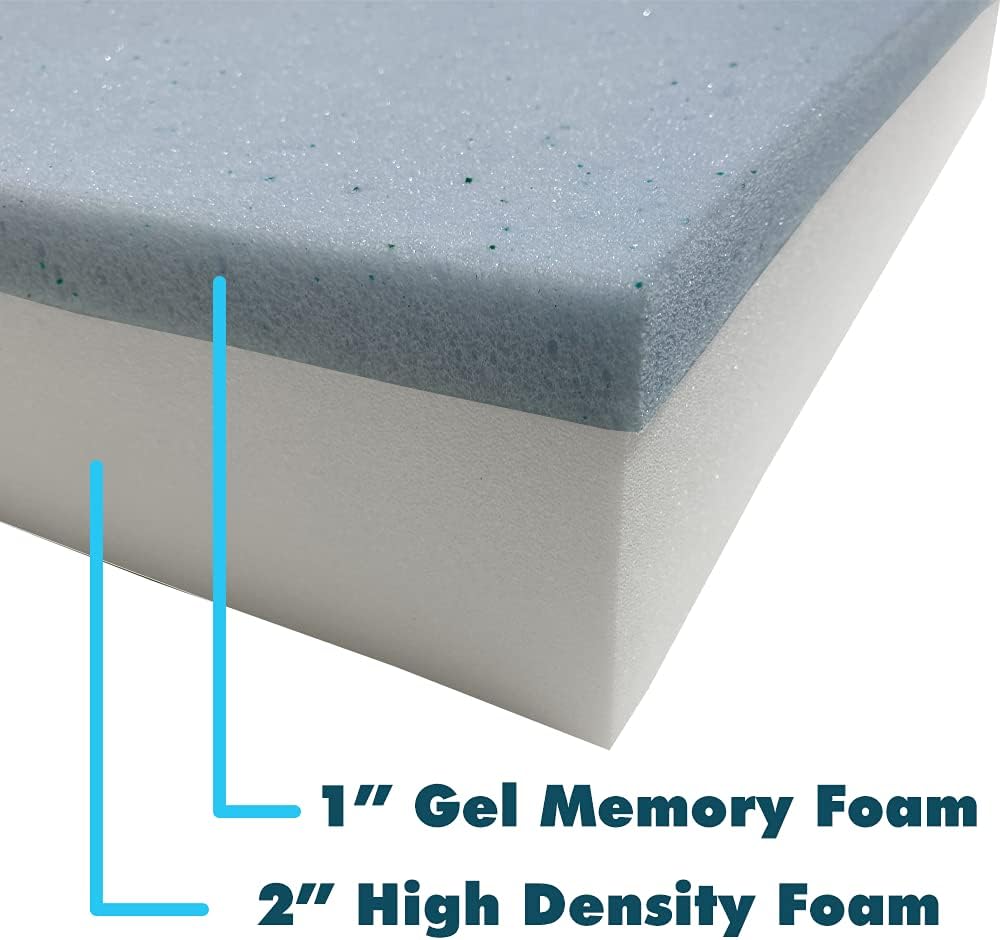 Repuesto de colchón de espuma viscoelástica de gel de 3 x 36 x 72 pulgadas,