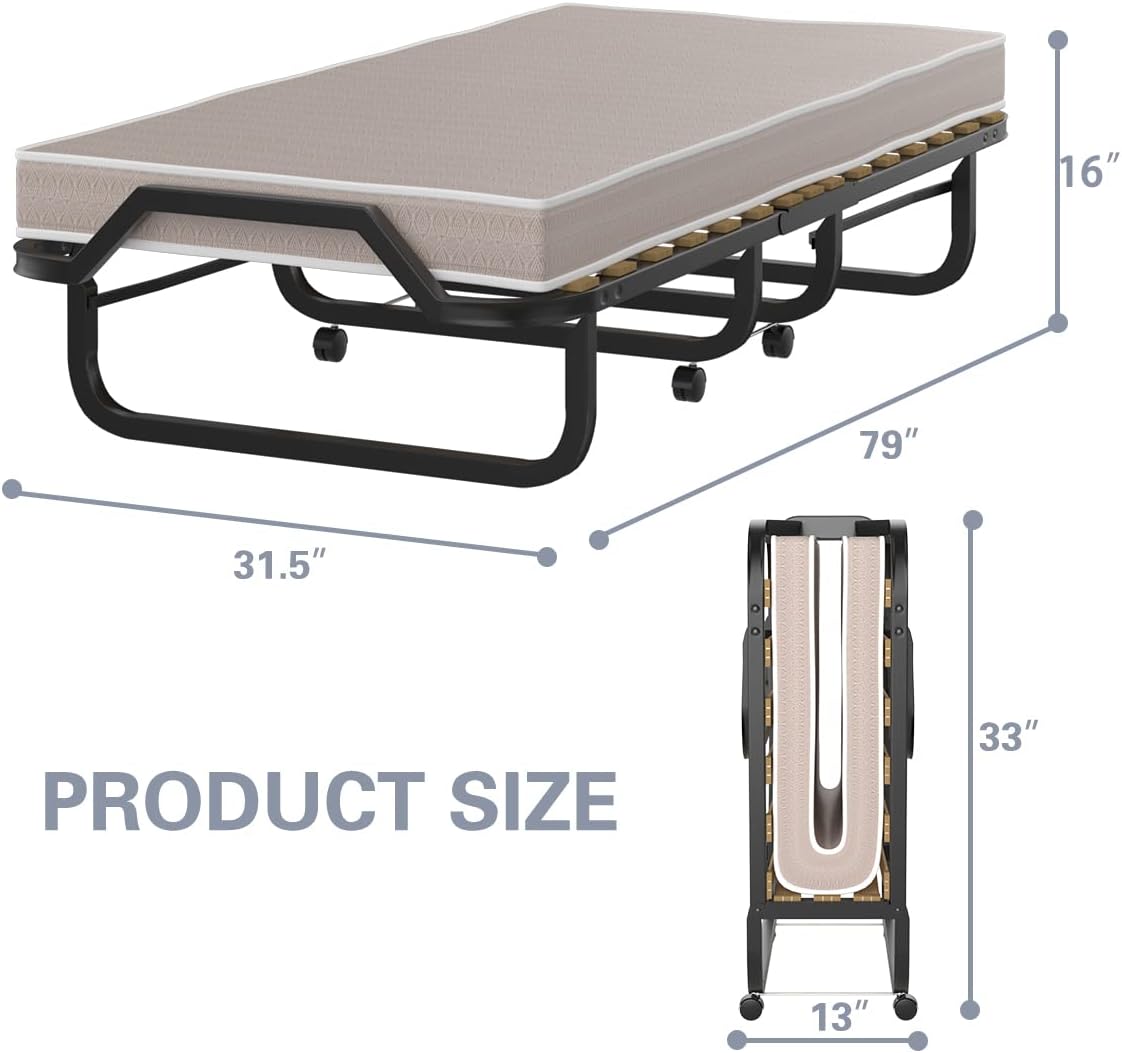 GORELAX Cama individual plegable, cama portátil tamaño cuna con colchón de